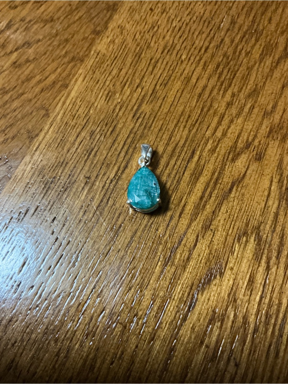 Teardrop Raw Emerald Pendant - Picture 2 of 4